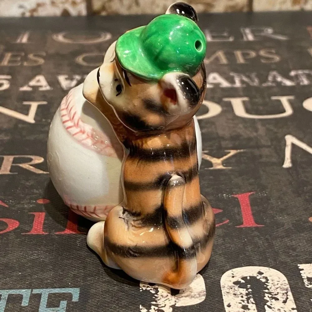 Lefton Tiger Baseball Anamorphic Salt Pepper Shakers